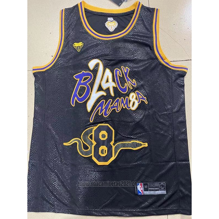 Camiseta Los Angeles Lakers Kobe Bryant #8 24 Black Mamba Snakeskin Negro